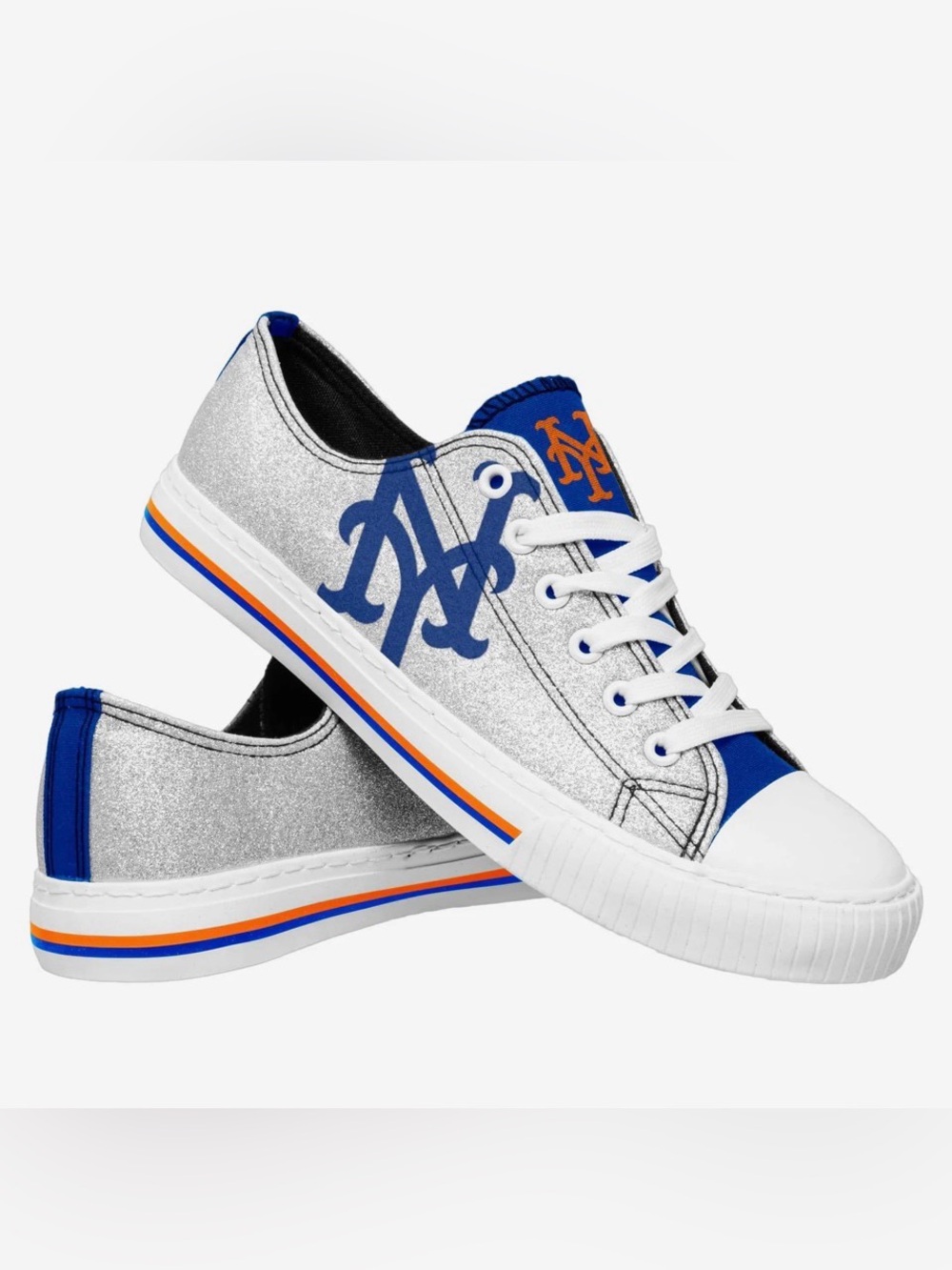 Foco New York Mets Womens Glitter Low Top Canvas Shoes Sz 7